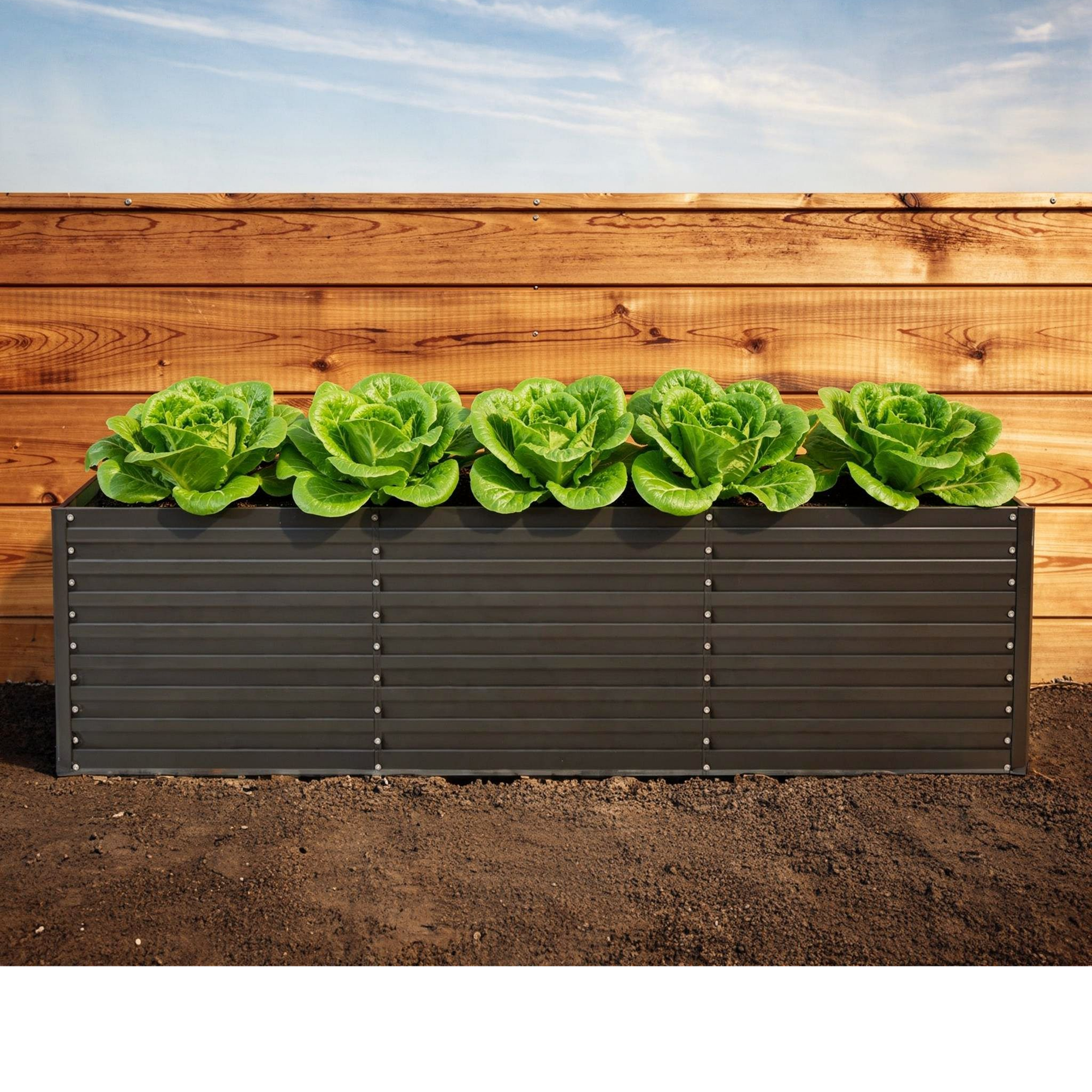 Dark Grey Galvanized Steel Raised Garden Bed – 8' x 4' x 2' – Rectangular Planter