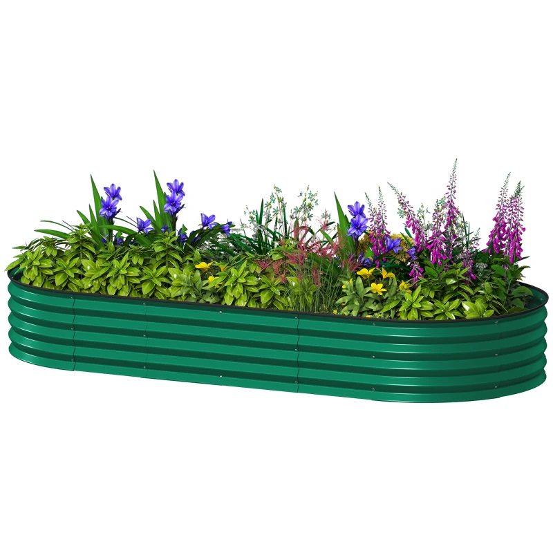 Black Galvanized Steel Raised Garden Bed – 7' x 3' x 1' – Oval Planter