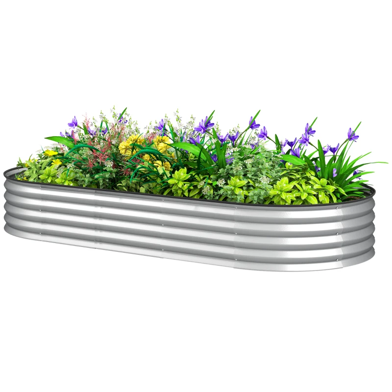 Black Galvanized Steel Raised Garden Bed – 7' x 3' x 1' – Oval Planter