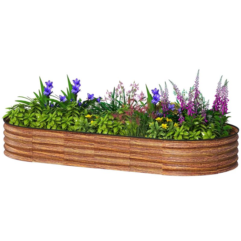 Black Galvanized Steel Raised Garden Bed – 7' x 3' x 1' – Oval Planter