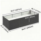 Dark Grey Galvanized Steel Raised Garden Bed – 8' x 4' x 2' – Rectangular Planter