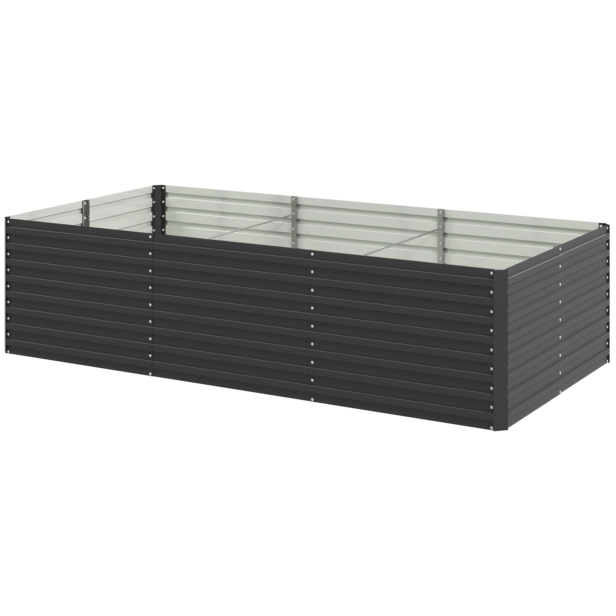 Dark Grey Galvanized Steel Raised Garden Bed – 8' x 4' x 2' – Rectangular Planter